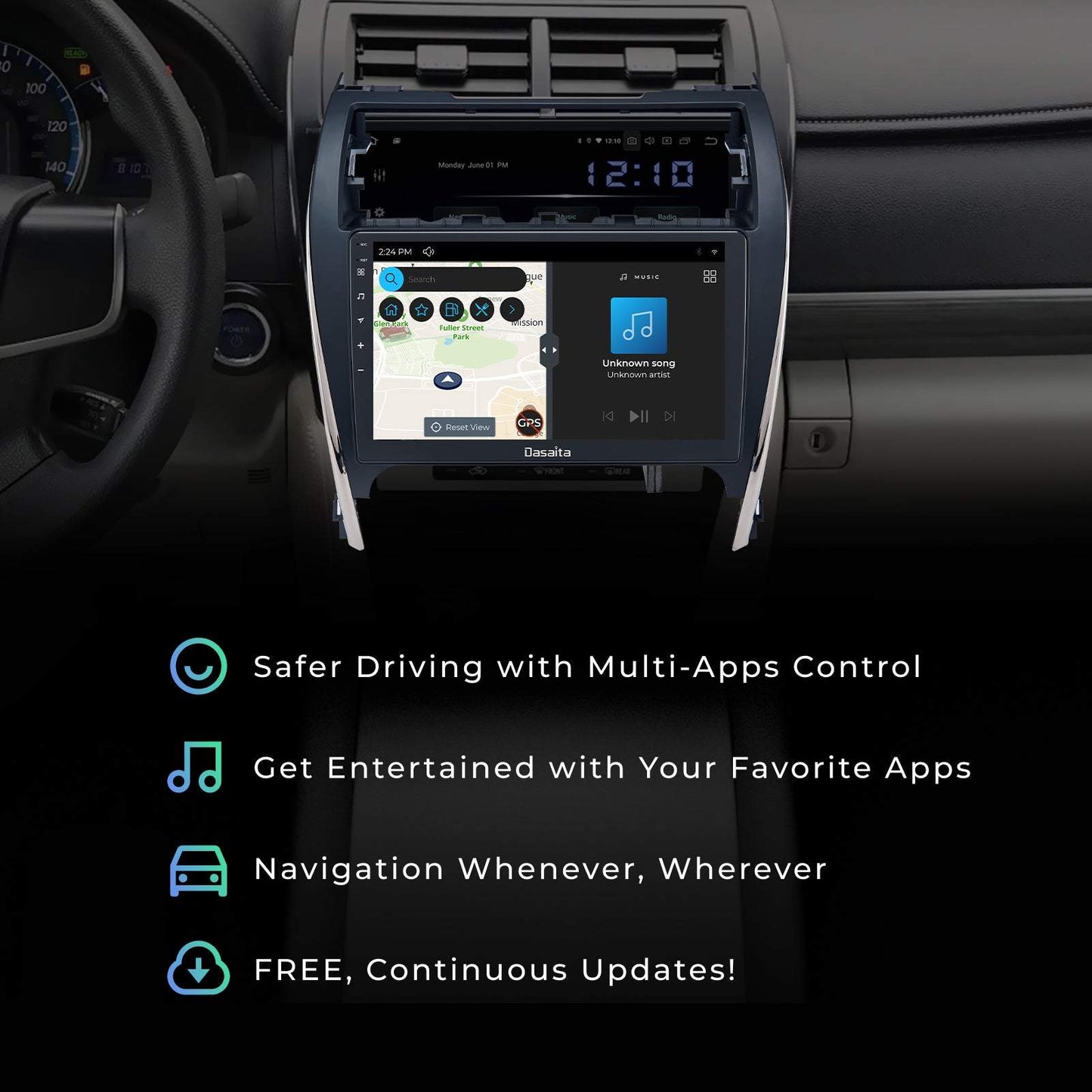 Dasaita Scout10 Toyota Camry 2012 2013 2014 Car Stereo 10.2 Inch Carplay Android Auto PX6 4G+64G Android10 1280*720 DSP AHD Radio