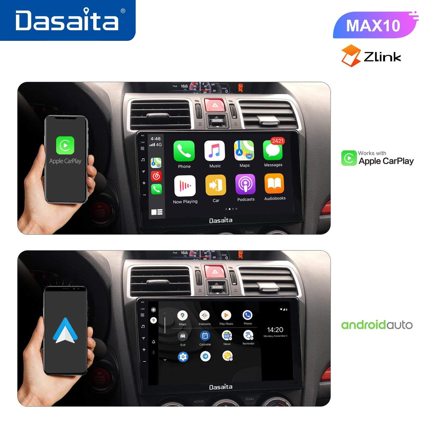 Dasaita MAX11 Subaru Forester 4 WRX 2016 2017 2018 Car Stereo 9 Inch Carplay Android Auto PX6 4G+64G Android11 1280*720 DSP AHD Radio
