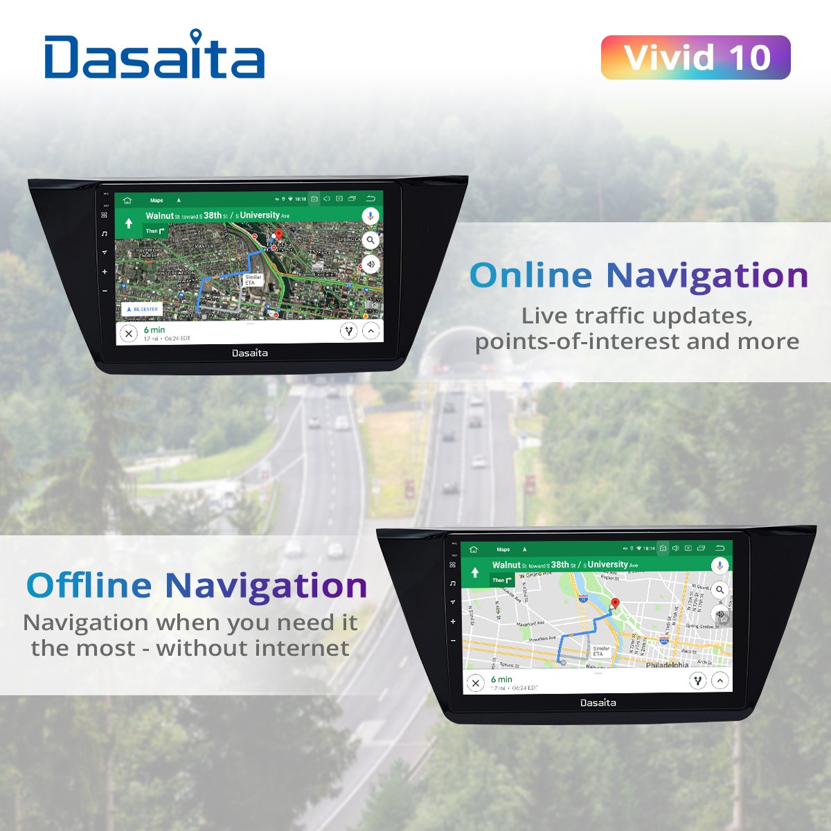 Dasaita Vivid for VW Tiguan 2017 2018 2019 Unit Car Radio Carplay Android Auto Video Player Navigation GPS 1280*720 4G 64G