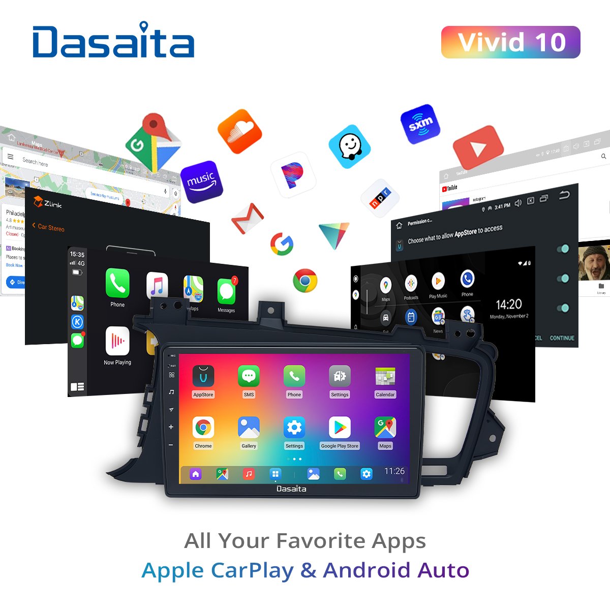 Dasaita Vivid For KIA K5 Optima 2011 2012 2013 Car Radio Android Auto Carplay Car stereo 9" Touch Screen 1280*720 Navigation