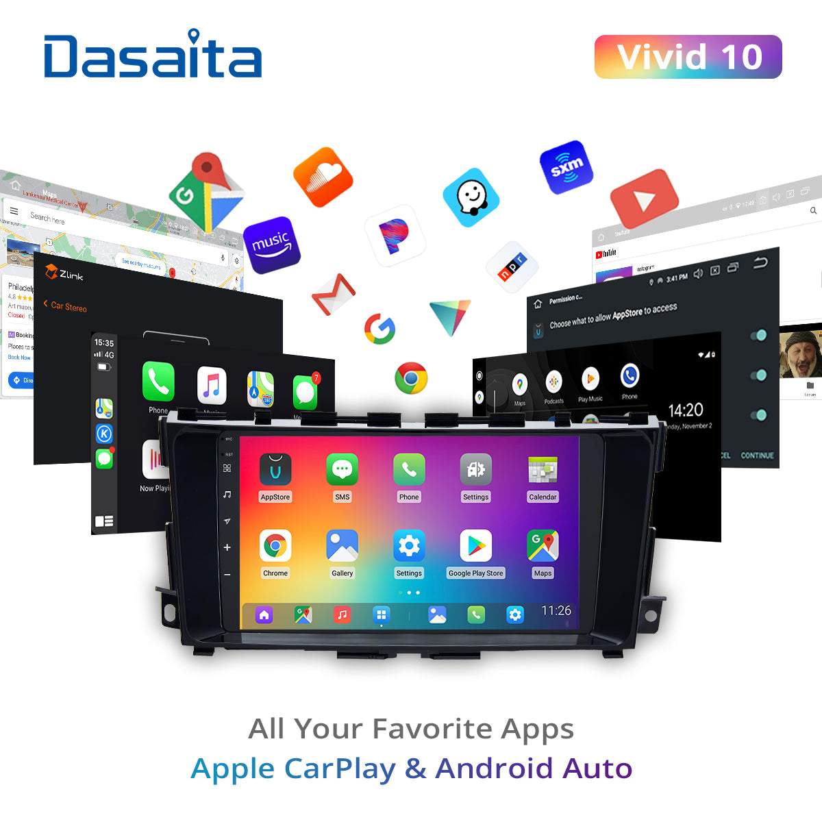 Dasaita Vivid11 Nissan Teana Altima 2014 2015 2016 2017 2018 Car Stereo 9 Inch Carplay Android Auto PX6 4G+64G Android11 1280*720 DSP AHD Radio