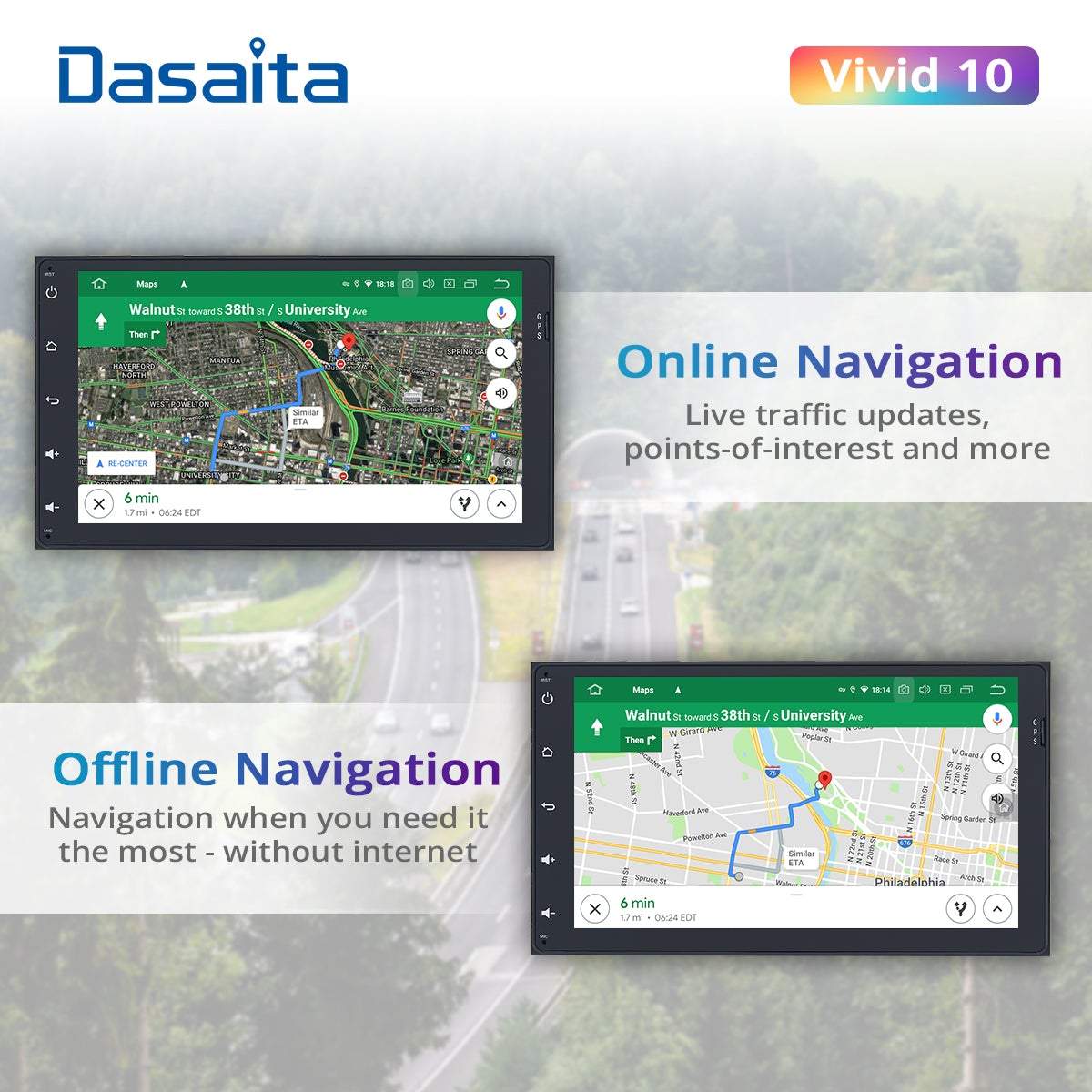 Dasaita Vivid10/Vivid11 Toyota Universal 2014-2022 Car Stereo 9 Inch Carplay Android Auto PX6 4G+64G Android10/Android11 1280*720 DSP AHD Radio