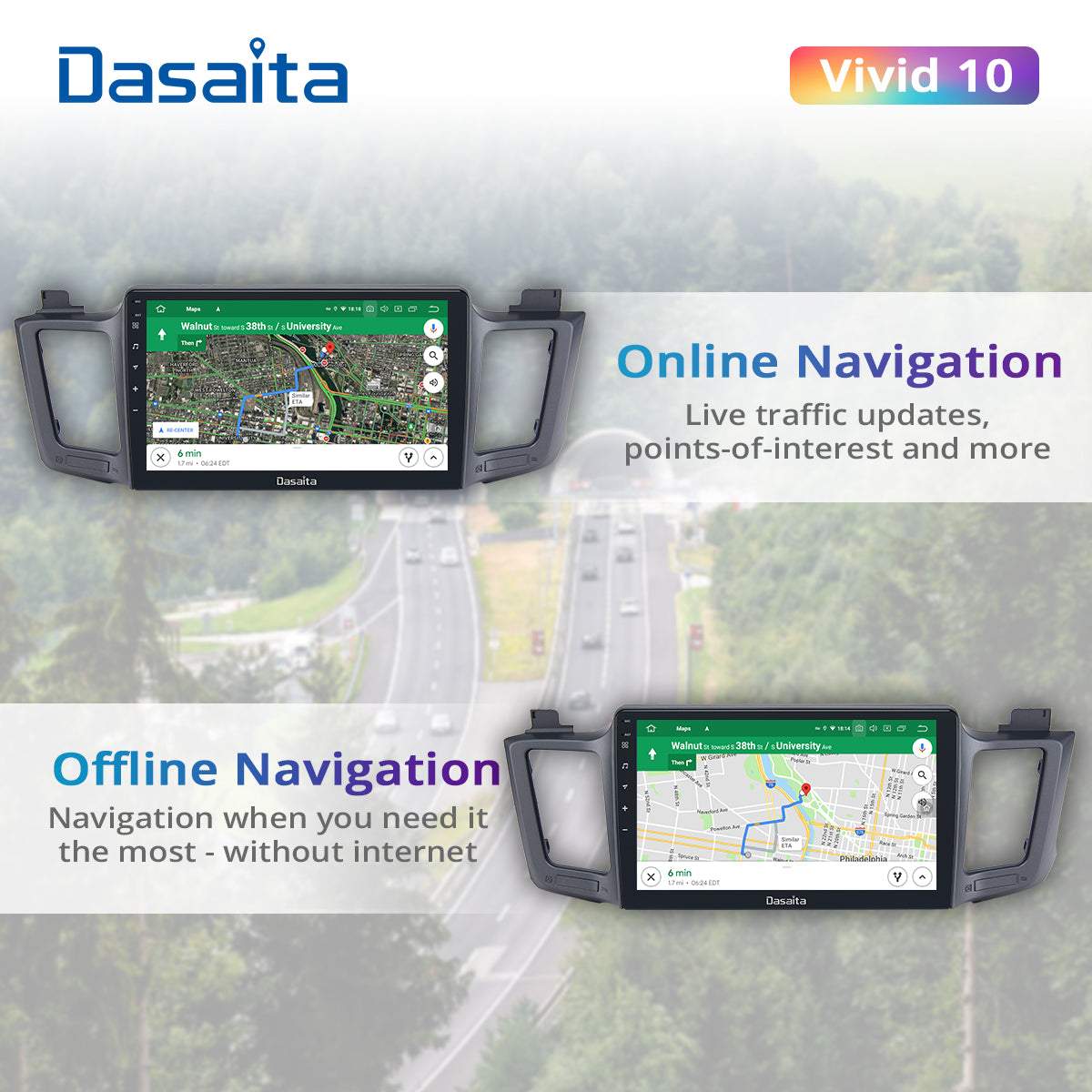 Dasaita Vivid10 Toyota RAV4 2012 2013 2014 2015 2016 2017 Car Stereo 10.2 Inch Carplay Android Auto PX6 4G+64G Android10 1280*720 DSP AHD Radio