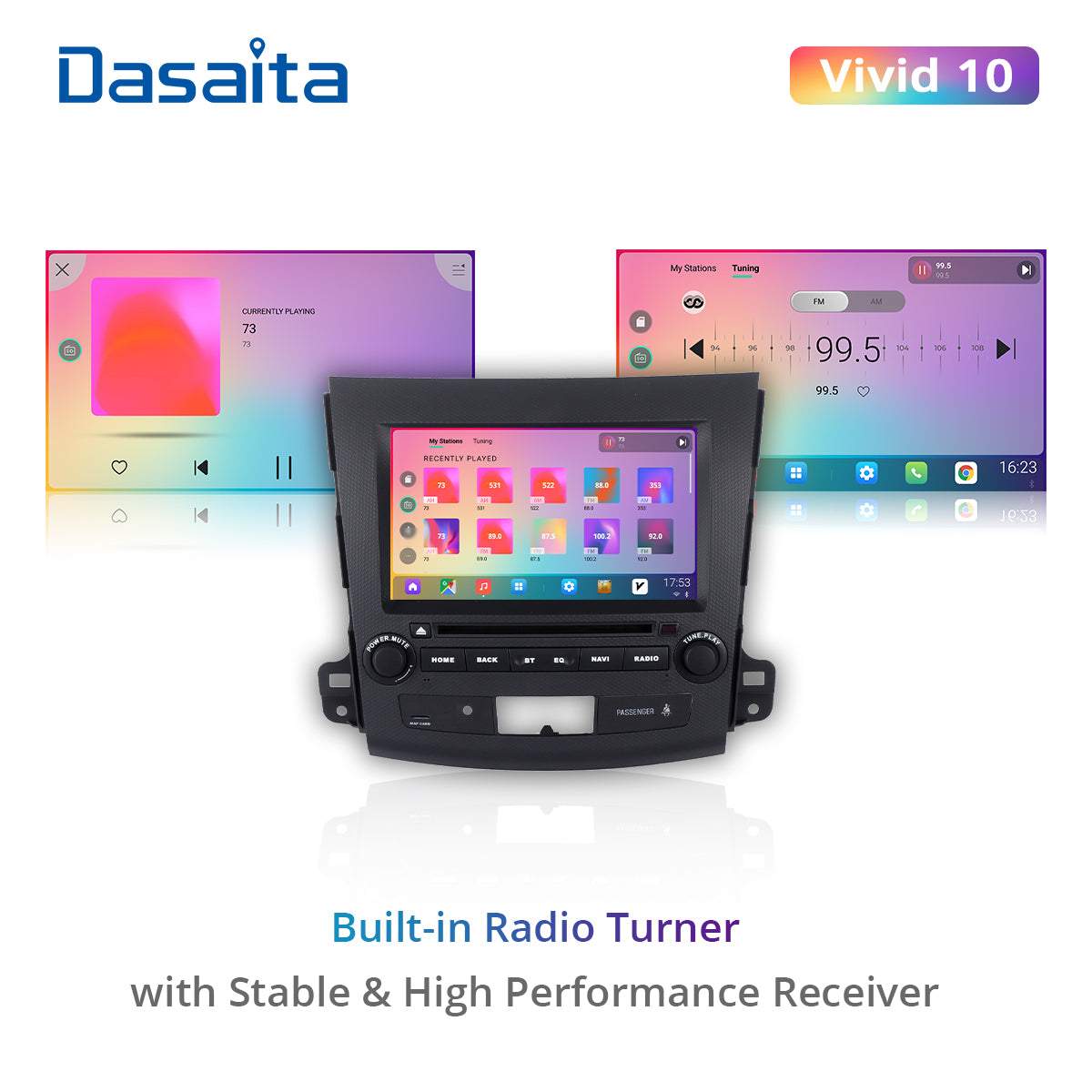 Dasaita Vivid10 For Mitsubishi Outlander 2007 2008 2009 2010 2011 2012 2013 Car Stereo Apple Carplay Android Auto Touch Screen 4G+64G DSP Radio