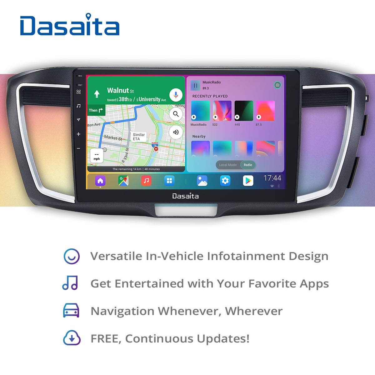 Dasaita Vivid11 Honda Accord 2013 2014 2015 2016 2017 Car Stereo 10.2" Carplay Android Auto 4G+64G Android11 PX6 1280*720 DSP AHD Radio