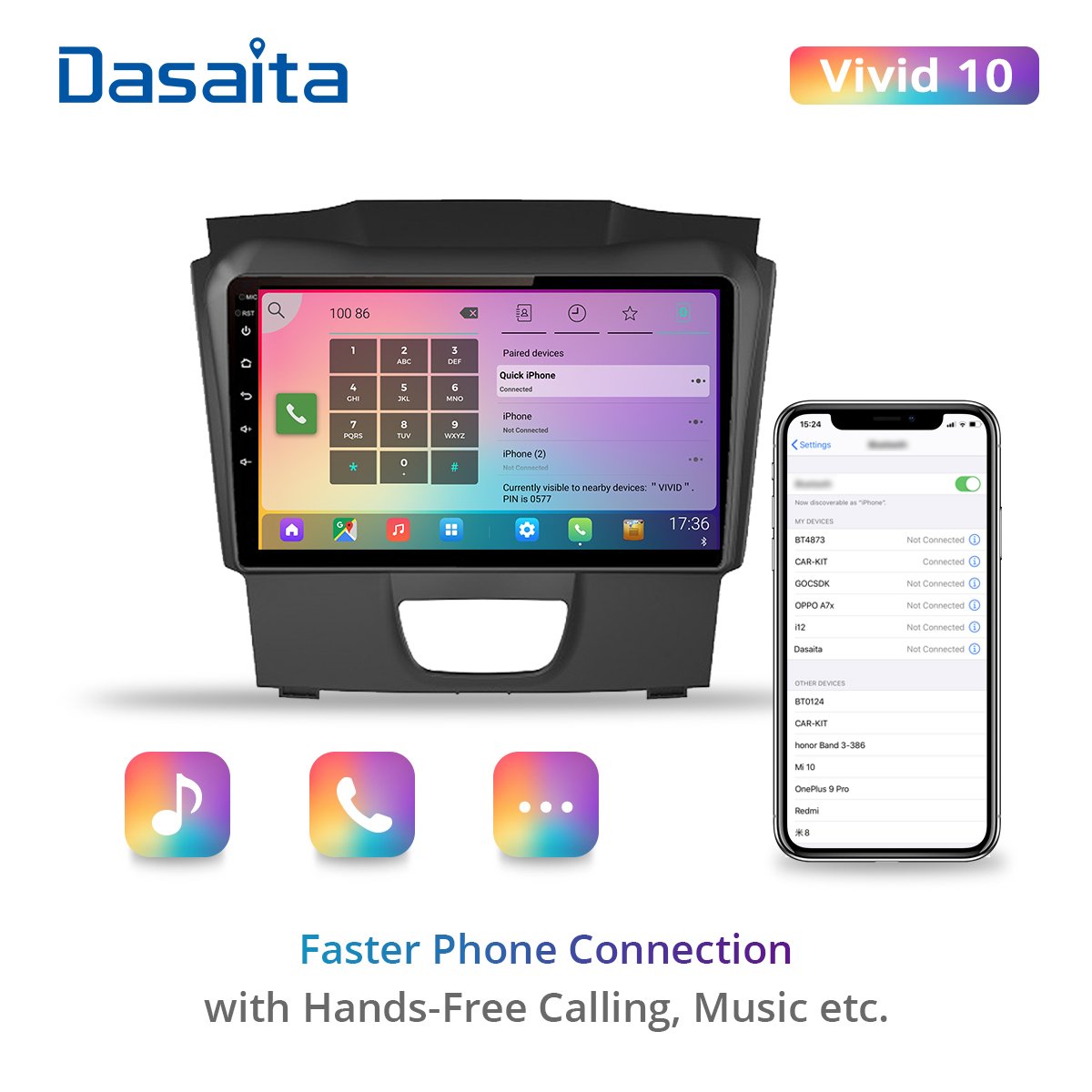 Dasaita Vivid Car Stereo for Isuzu DMAX 2015 2016 2017 2018 Car Radio Android Wifi Touch Screen GPS Navigation Multimedia Player