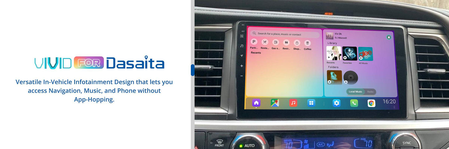 Dasaita Vivid11 Toyota highlander 2015 2016 2017 2018 Car Stereo 10.2 Inch Carplay Android Auto PX6 4G+64G Android11 1280*720 DSP AHD Radio