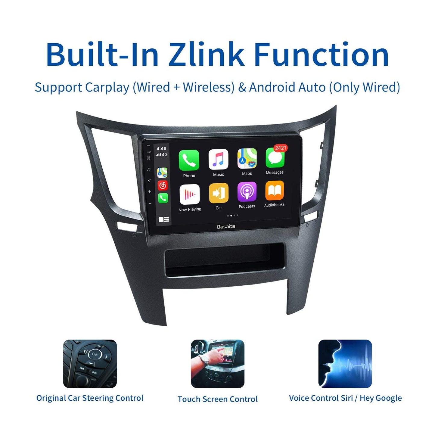 Dasaita MAX10 Subaru Outback 2009 2010 2011 2012 2013 2014 Car Stereo 9 Inch Carplay Android Auto PX6 4G+64G Android10 1280*720 DSP AHD Radio
