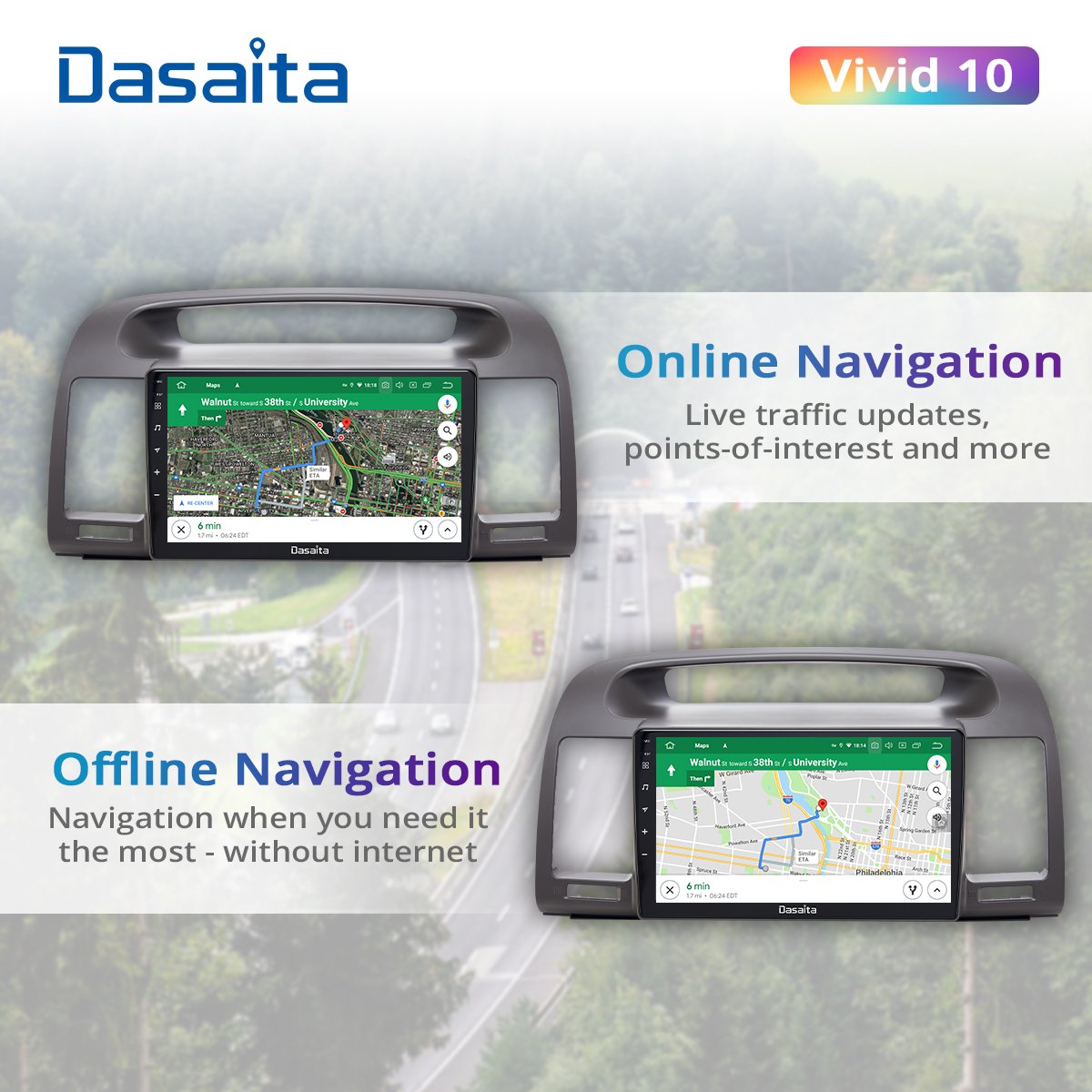 Dasaita Vivid for Toyota Camry 2002 2003 2004 2005 2006 Car Radio 9'' IPS Android 10.0 Stereo GPS Navigation DSP TDA7850 BT5.0