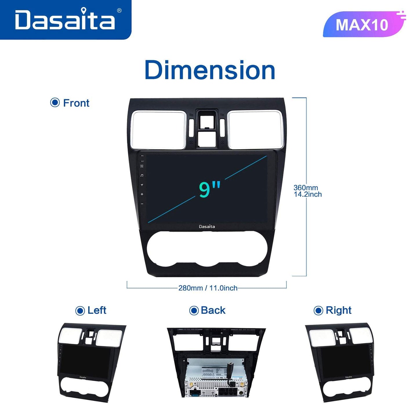 Dasaita MAX11 Subaru Forester 4 WRX 2016 2017 2018 Car Stereo 9 Inch Carplay Android Auto PX6 4G+64G Android11 1280*720 DSP AHD Radio
