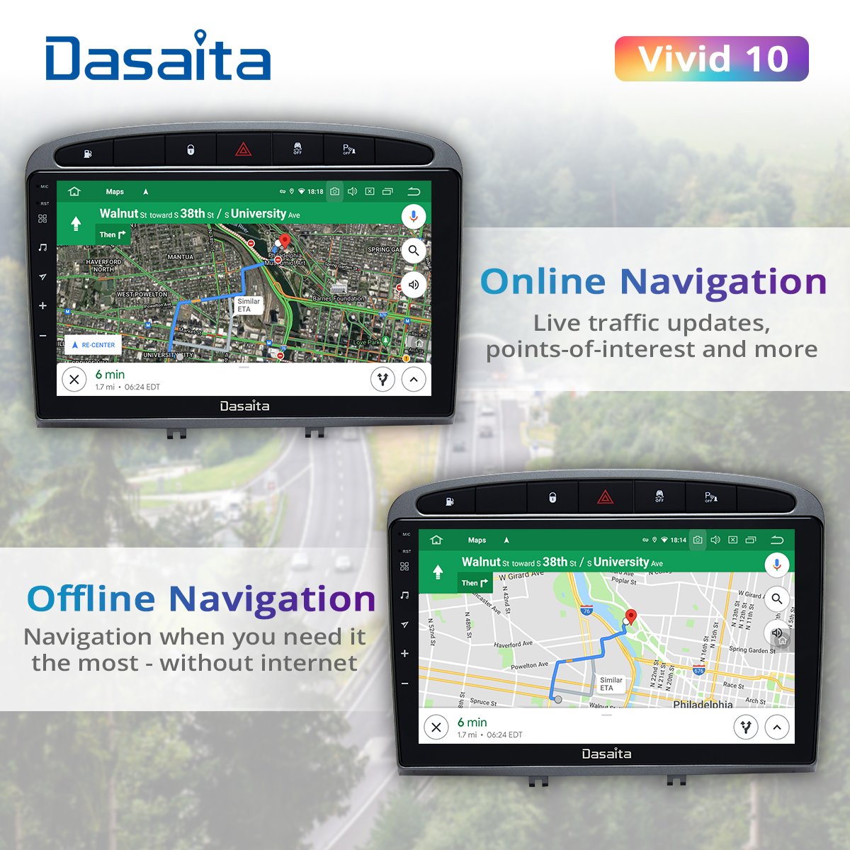 Dasaita Vivid For Peugeot 408 308 308SW 2012-2020 Car stereo 1 din 9" IPS Receiver Android Apple Carplay Android Auto 4G 64G