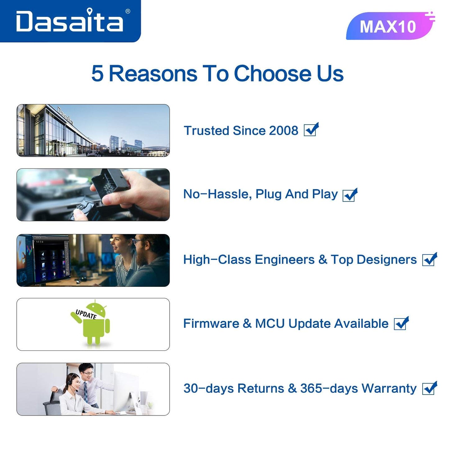 Dasaita MAX10/MAX11 Toyota Camry 2007 2008 2009 2010 2011 Car Stereo 9 Inch Carplay Android Auto PX6 4G+64G Android10/Android11 1280*720 DSP AHD Radio