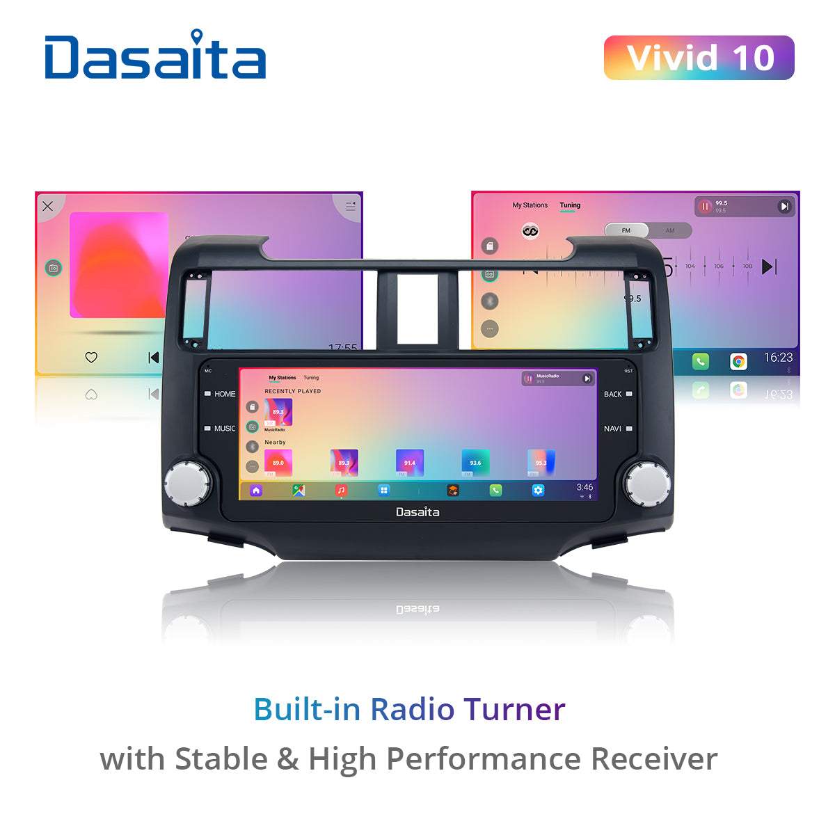 Dasaita Vivid11 Toyota 4Runner 2014 2015 2016 2017 2018 Car Stereo 10.25 Inch Carplay Android Auto PX6 4G+64G Android11 1280*480 DSP AHD Radio