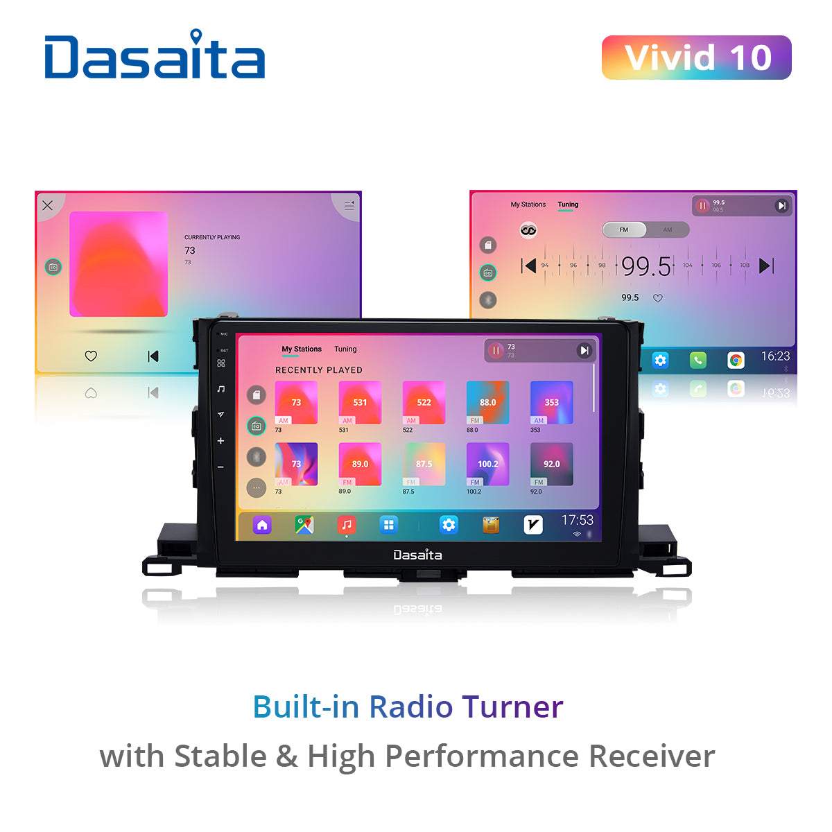 Dasaita Vivid11 Toyota highlander 2015 2016 2017 2018 Car Stereo 10.2 Inch Carplay Android Auto PX6 4G+64G Android11 1280*720 DSP AHD Radio
