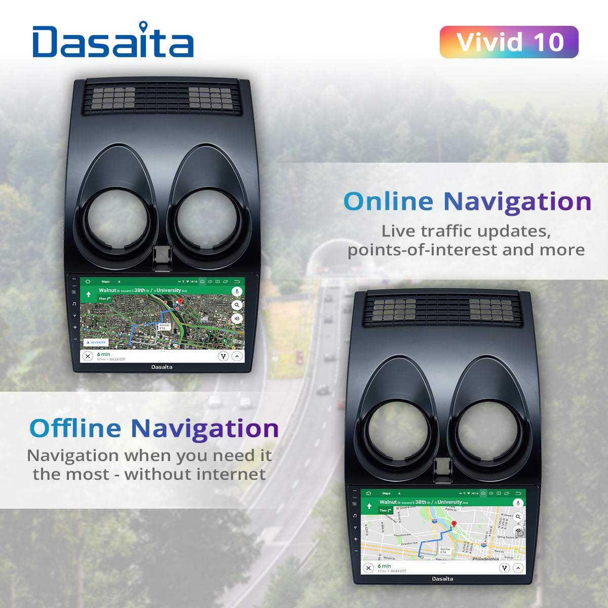 Dasaita Vivid11 Nissan Qashqai 2008 2009 2010 2011 2012 2013 2014 Car Stereo 9 Inch Carplay Android Auto PX6 4G+64G Android11 1280*720 DSP AHD Radio