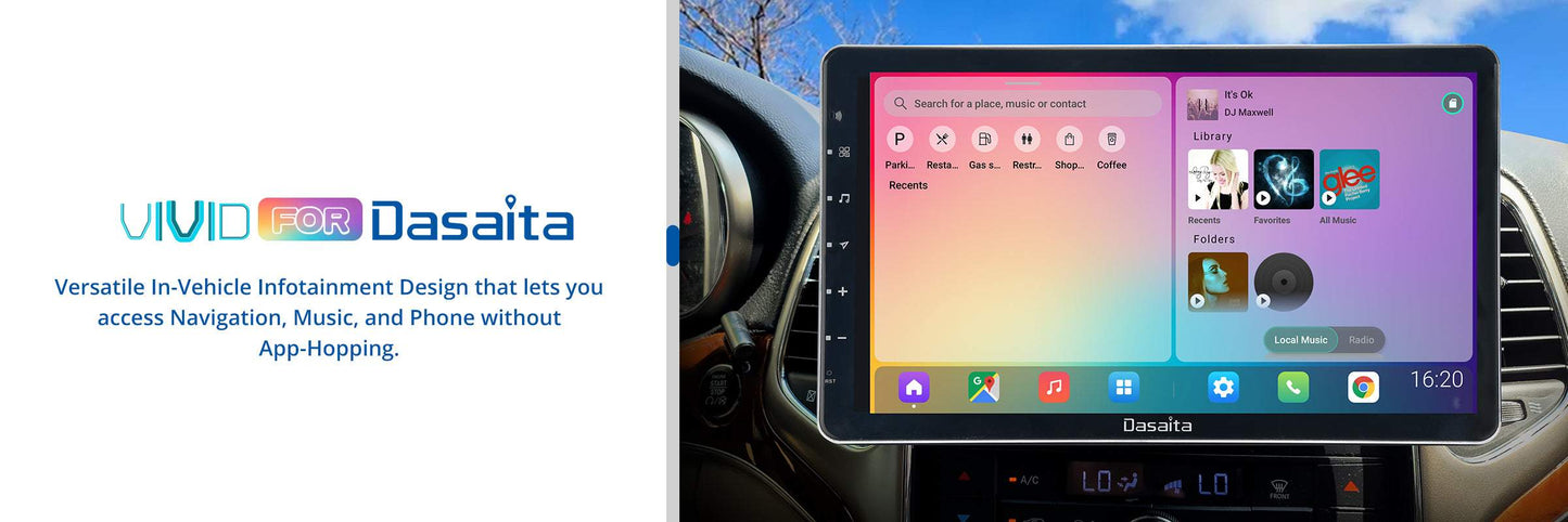 Dasaita Vivid11 Universal Double Din Car Stereo 13.3Inch Carplay Android Auto PX6 4G+64G Android11 1920*1080 DSP AHD Radio