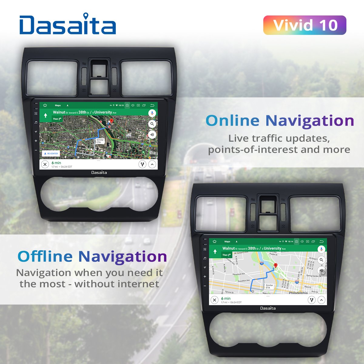 Dasaita Vivid for Subaru WRX GPS 2013 2014 2015 car radio Android 10 Apple Carplay Android Auto Navigation GPS 4G RAM 64G ROM