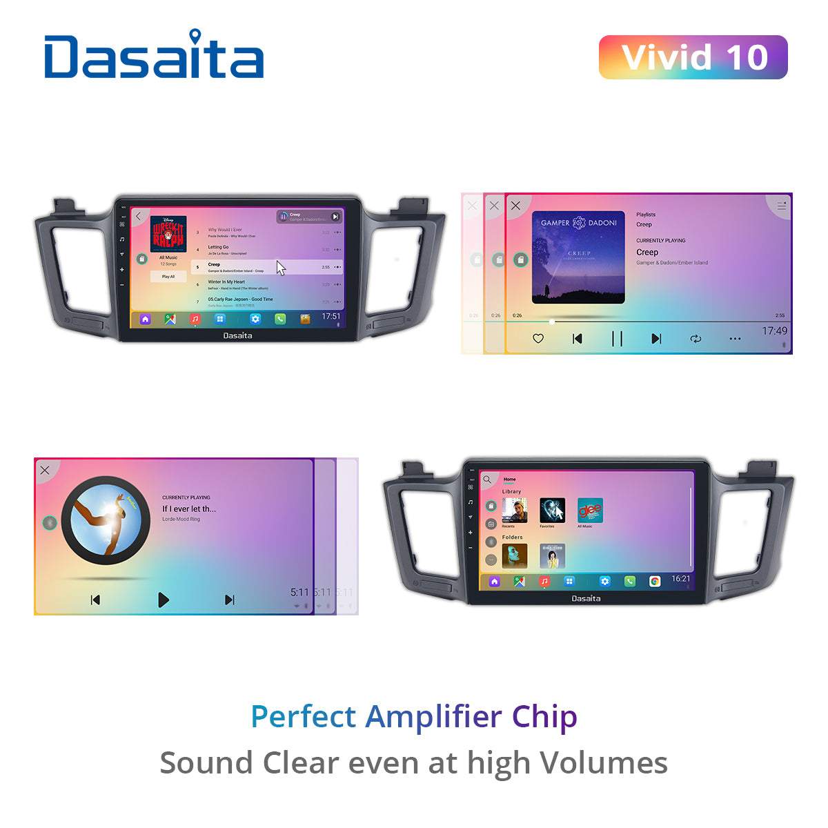 Dasaita Vivid10 Toyota RAV4 2012 2013 2014 2015 2016 2017 Car Stereo 10.2 Inch Carplay Android Auto PX6 4G+64G Android10 1280*720 DSP AHD Radio