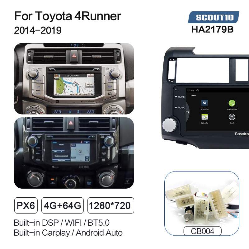 Dasaita Scout10 10.25 inch for Toyota 4runner 2014 2015 2016 2017 2018 Car Stereo Black Frame Android Auto Carplay IPS Screen 4G+64G Stereo