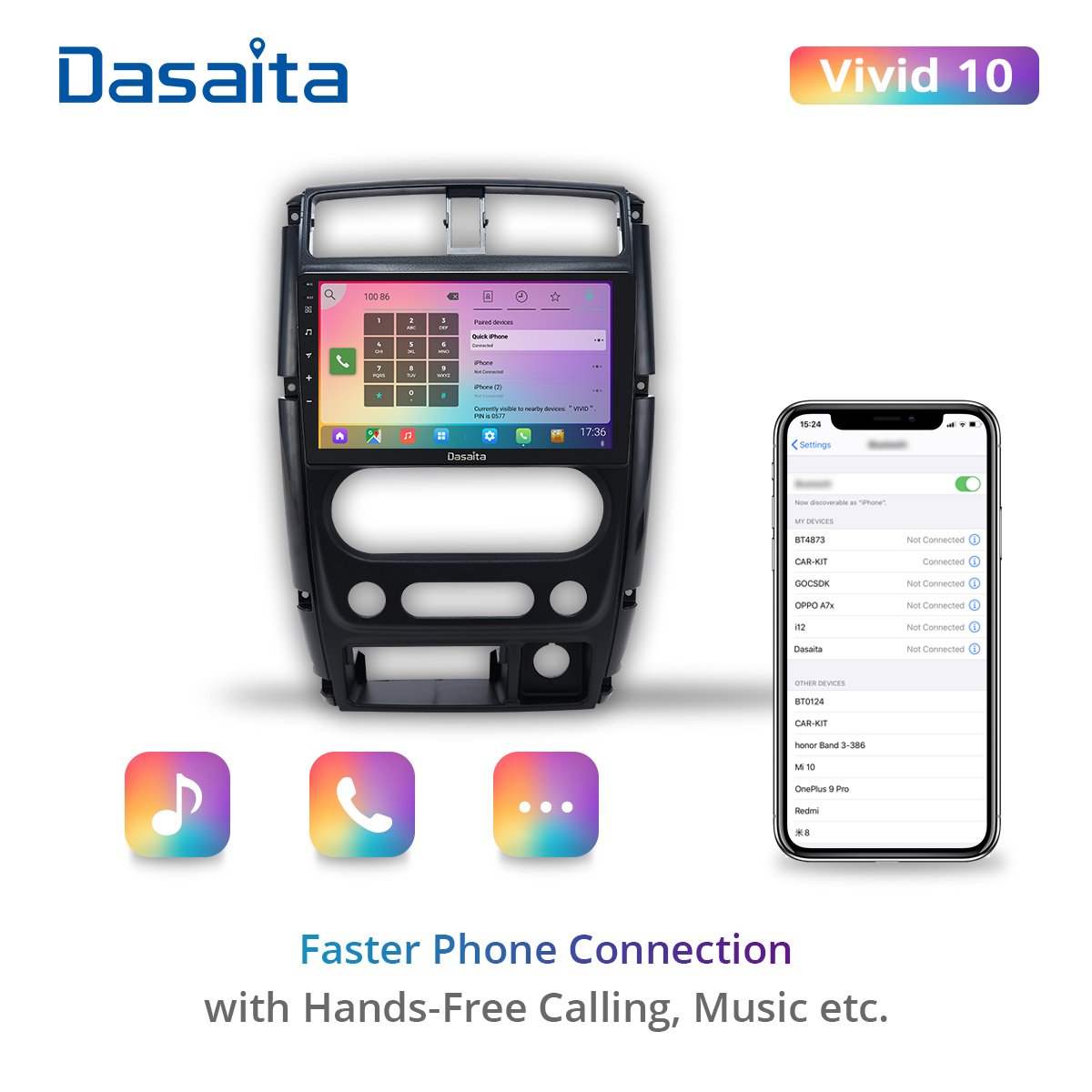 Dasaita Vivd For Suzuki Jimny 2007-2015 Car Stereo Android Carplay Android Auto Multimedia Video GPS Navigation 1280*720 4G 64G