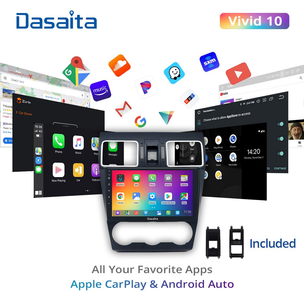 Dasaita Vivid11 Subaru Forester 4 WRX 2016 2017 2018 Car Stereo 9Inch Carplay Android Auto PX6 4G+64G Android11 1280*720 DSP AHD Radio
