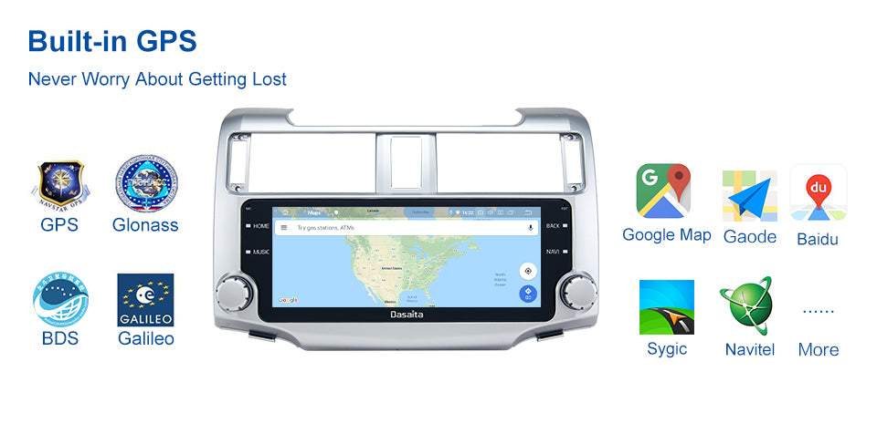 Dasaita MAX10/MAX11 Toyota 4Runner 2014 2015 2016 2017 2018 2019 Car Stereo 10.25 Inch Carplay Android Auto PX6 4G+64G Android10/Android11 1280*480 DSP AHD Radio