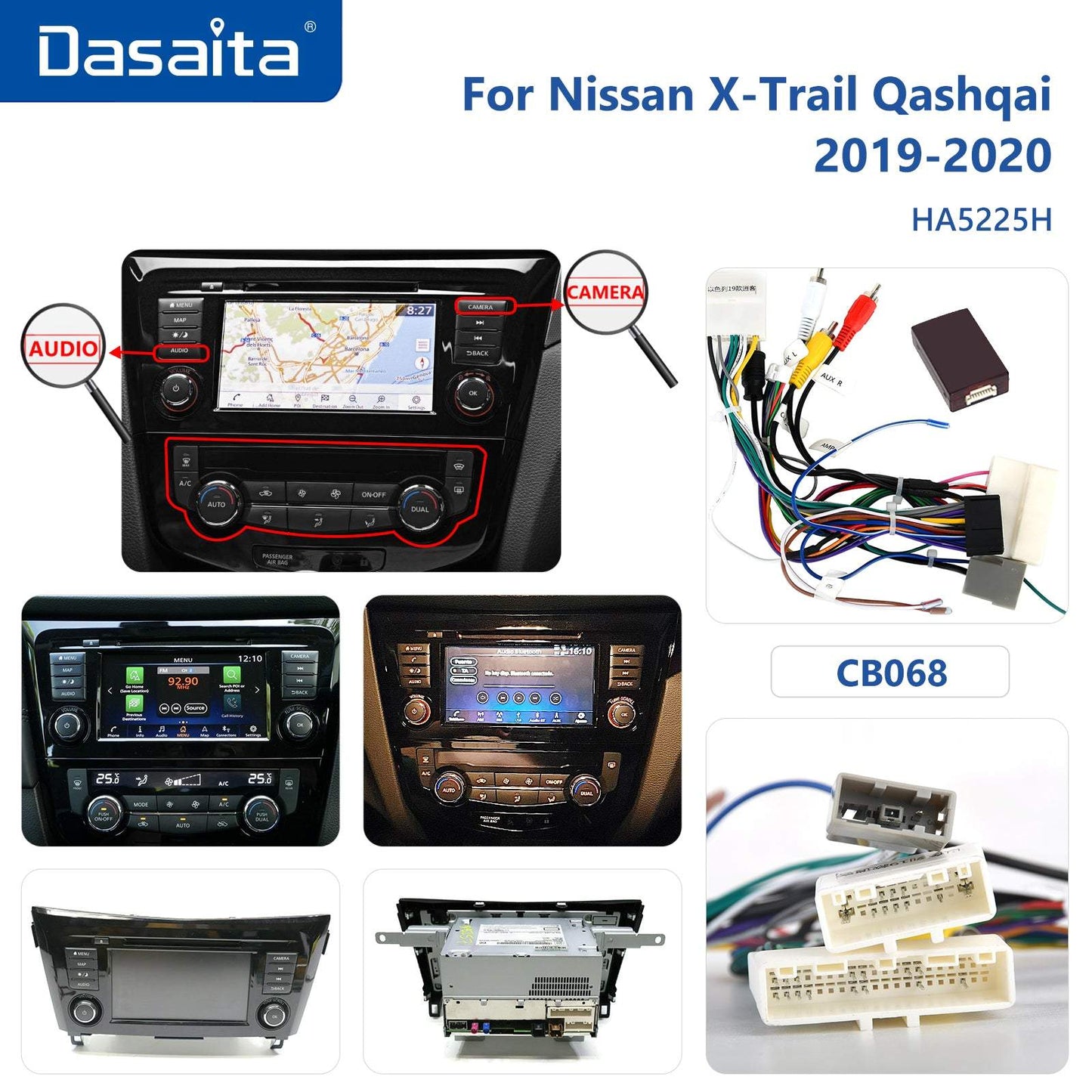 Dasaita Vivid10/Vivid11 Nissan X-Trail Qashqai Rogue 2014 2015 2016 2017 2018 2019 2020 Car Stereo 10.2 Inch Carplay Android Auto PX6 4G+64G Android10/Android11 1280*720 DSP AHD Radio