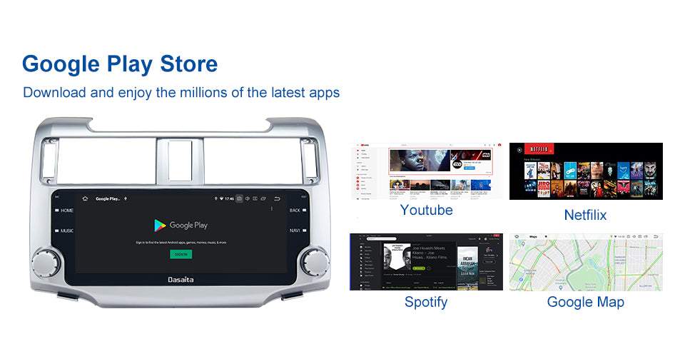 Dasaita MAX10/MAX11 Toyota 4Runner 2014 2015 2016 2017 2018 2019 Car Stereo 10.25 Inch Carplay Android Auto PX6 4G+64G Android10/Android11 1280*480 DSP AHD Radio