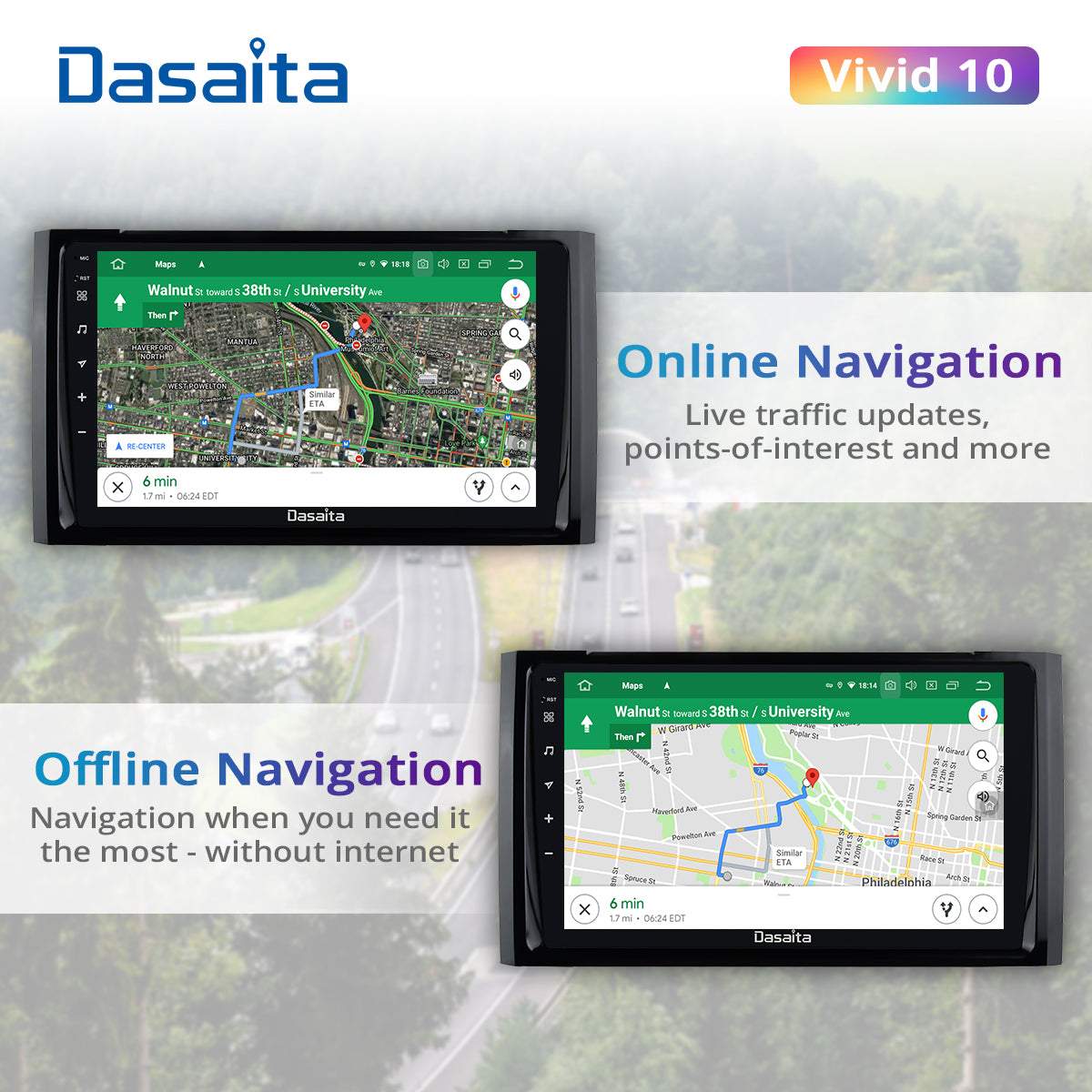 Dasaita Vivid11 Toyota Tundra 2014 2015 2016 2017 2018 Car Stereo 9 Inch Carplay Android Auto PX6 4G+64G Android11 1280*720 DSP AHD Radio