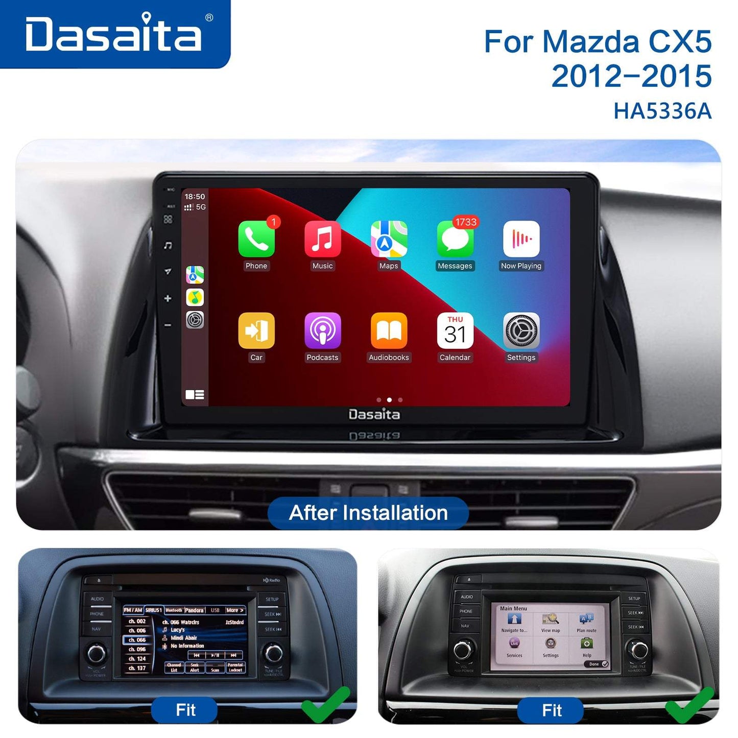 Dasaita MAX10 Mazda CX5 2012 2013 2014 2015 Car Stereo 10.2 Inch Carplay Android Auto PX6 4G+64G Android10 1280*720 DSP AHD Radio