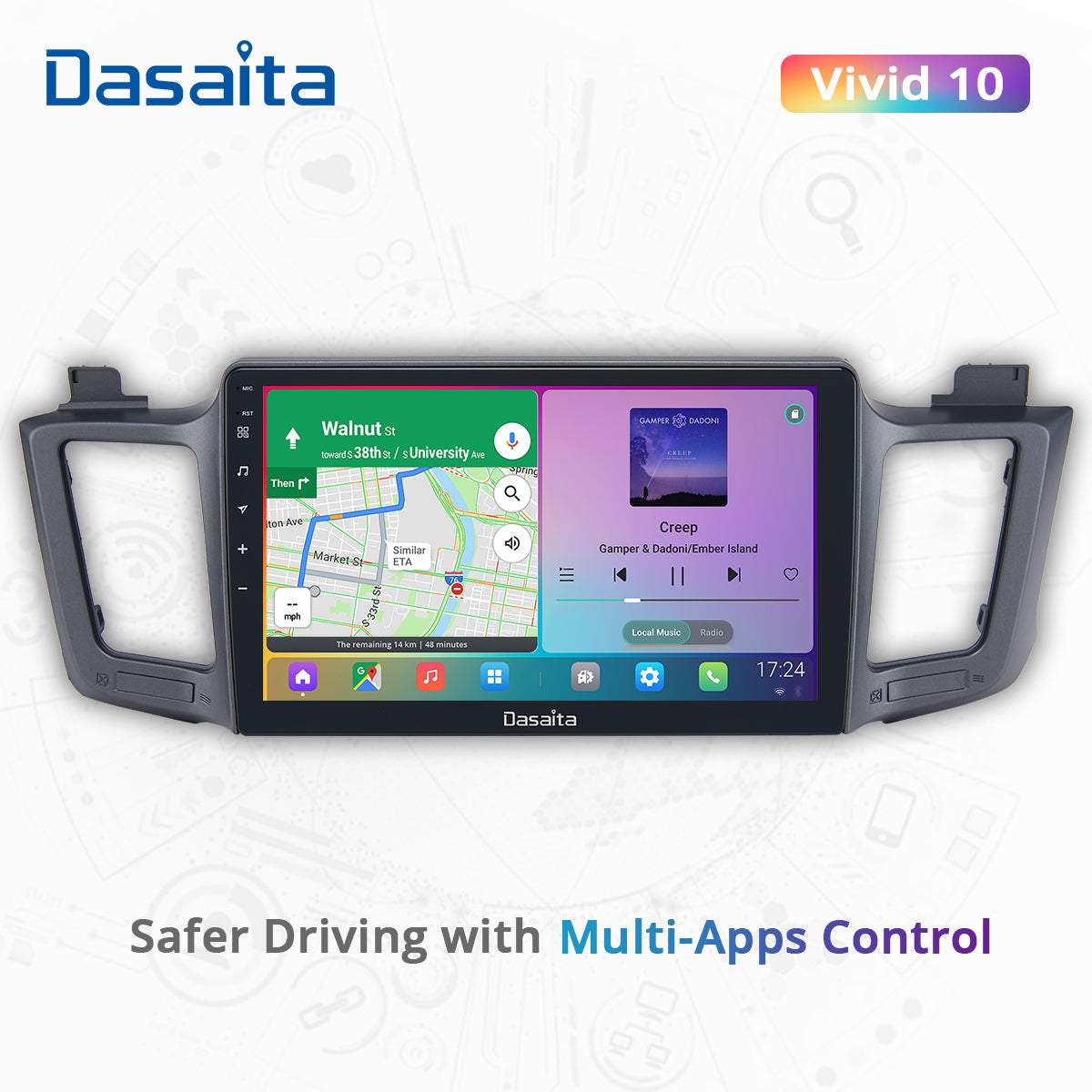Dasaita Vivid10 Toyota RAV4 2012 2013 2014 2015 2016 2017 Car Stereo 10.2 Inch Carplay Android Auto PX6 4G+64G Android10 1280*720 DSP AHD Radio