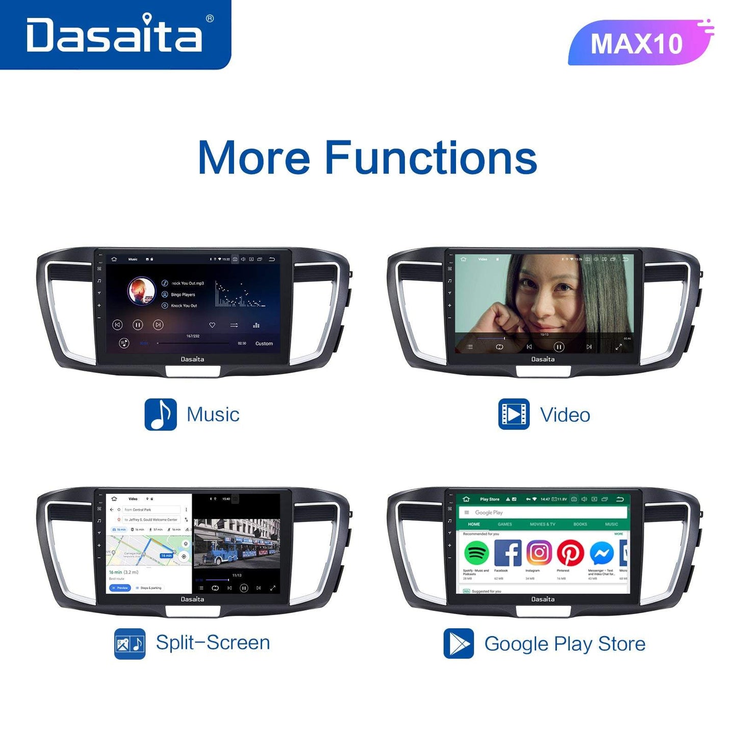 Dasaita MAX11 Honda Accord 2013 2014 2015 2016 2017 Car Stereo 10.2 Inch Carplay Android Auto PX6 4G+64G Android11 1280*720 DSP AHD Radio