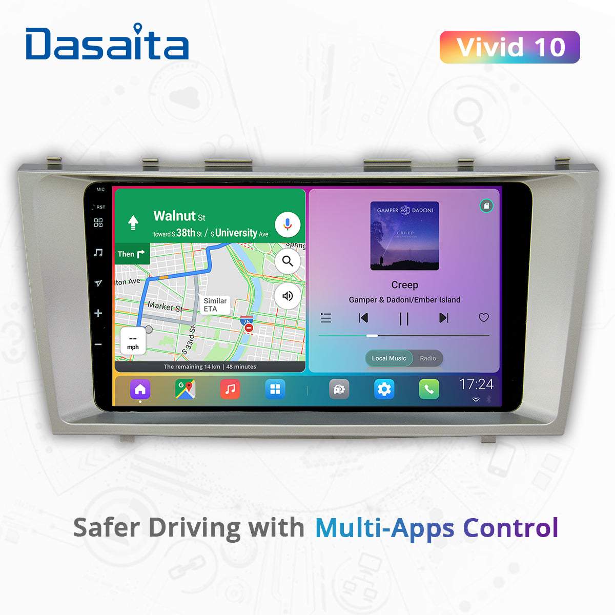 Dasaita Vivid10/Vivid11 Toyota Camry 2007 2008 2009 2010 2011 Car Stereo 9 Inch Carplay Android Auto PX6 4G+64G Android10/Android11 1280*720 DSP AHD Radio