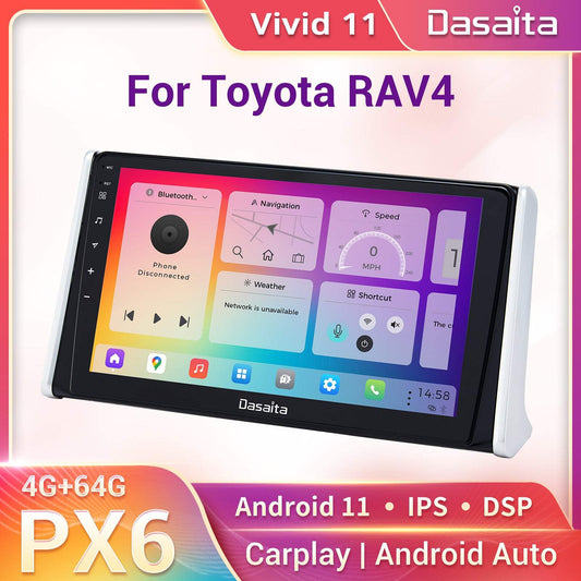 Dasaita Vivid11 Toyota RAV4 2019 2020 2021 Car Stereo 10.2 Inch Carplay Android Auto PX6 4G+64G Android11 1280*720 DSP AHD Radio
