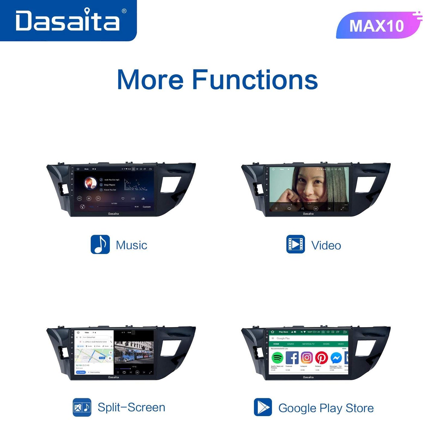 Dasaita MAX11 Toyota Corolla 2014 2015 2016 Car Stereo 10.2 Inch Carplay Android Auto PX6 4G+64G Android11 1280*720 DSP AHD Radio