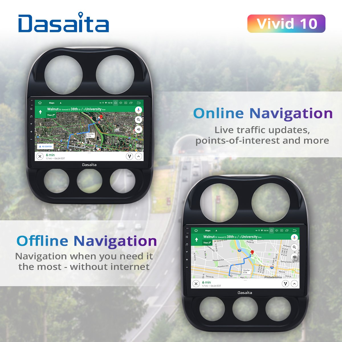 Dasaita Vivid For Jeep Compass 2017 2018 2019 Car Radio Multimedia android Car audio Apple Carplay Android Auto GPS DPS 1280*720