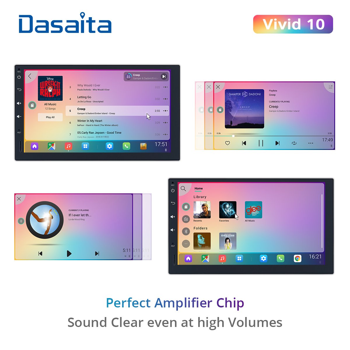 Dasaita Vivid 2 Din Android GPS Navigation 7 Inch IPS Touch Screen 1024*600 Car Radio Bluetooth DSP Apple Carplay Android Auto