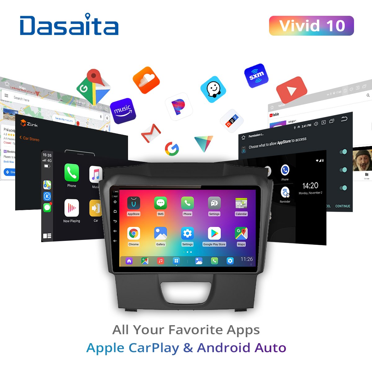 Dasaita Vivid Car Stereo for Isuzu DMAX 2015 2016 2017 2018 Car Radio Android Wifi Touch Screen GPS Navigation Multimedia Player