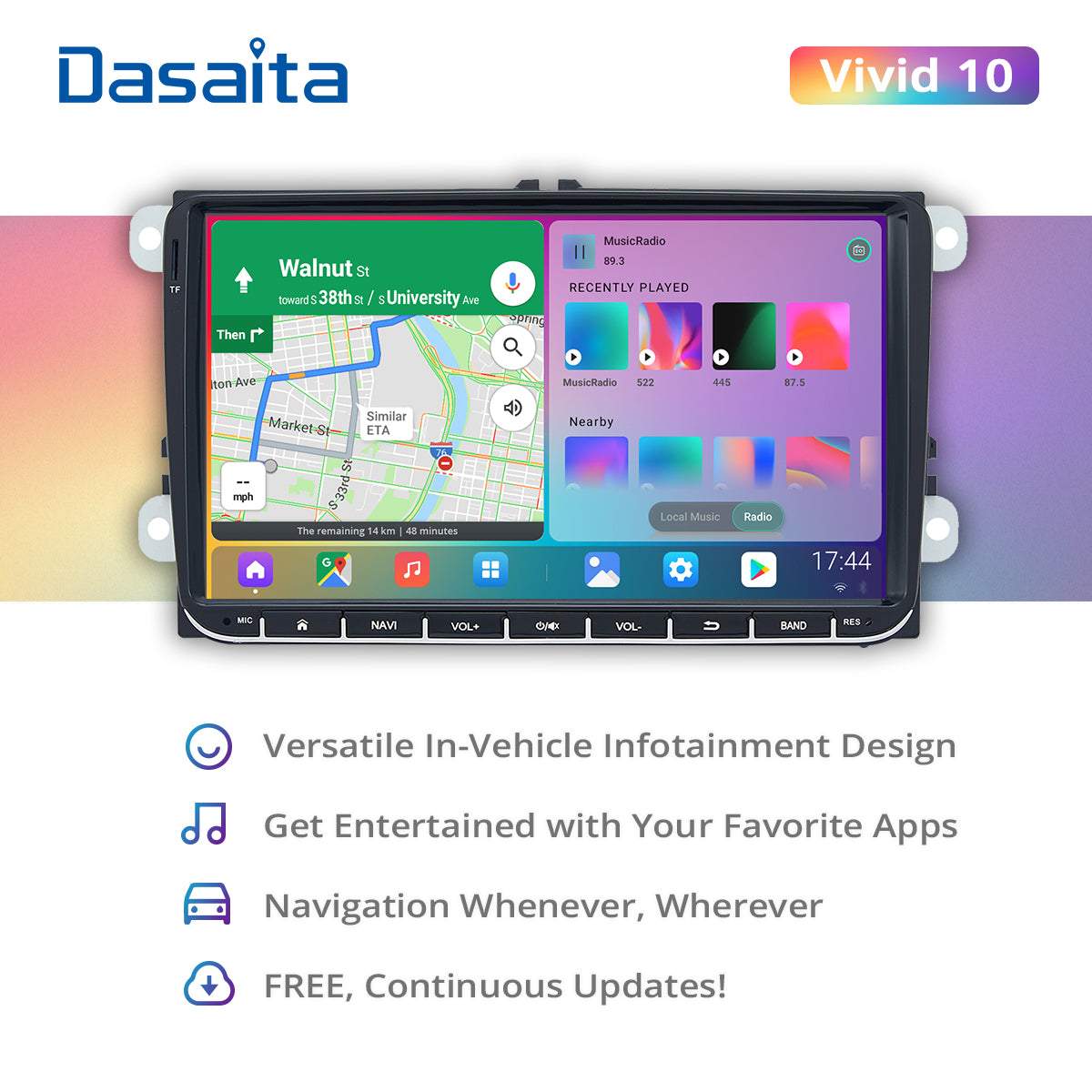 Dasaita Vivid11 9 inch for VW Polo Golf Tiguan Universal Car Stereo IPS 4G RAM 64G ROM Amplifier Apple Carplay Spotify