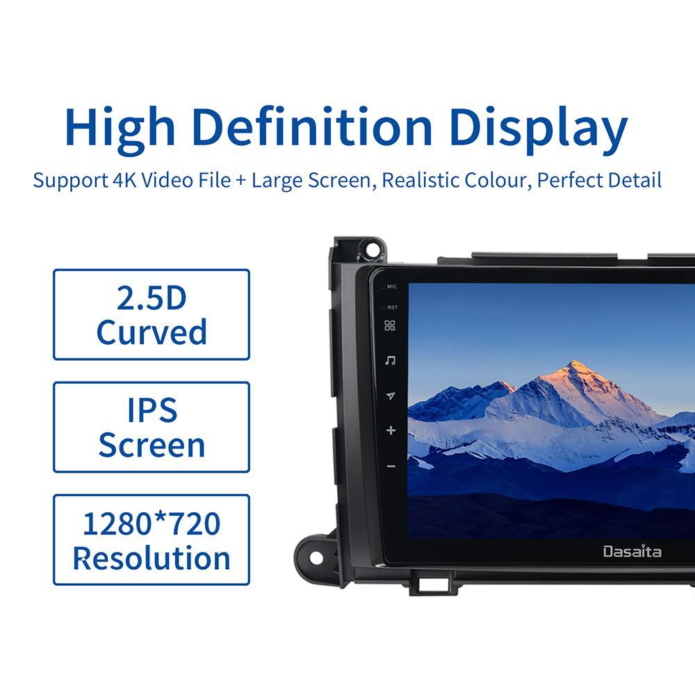Dasaita 9" Multi Touch Screen 1 din Car Radio Android 10.0 for Toyota Sienna XL30 2011 2012 2013 2014 Bluetooth Carplay