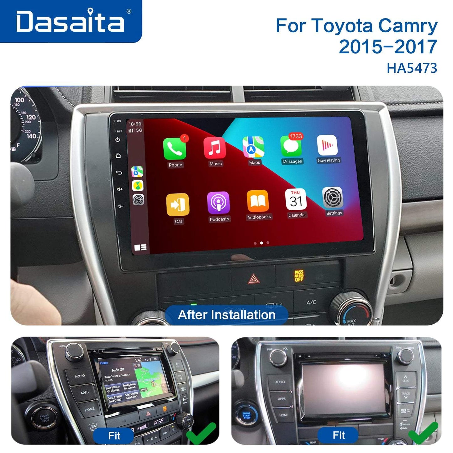 Dasaita MAX11 Toyota Camry 2015 2016 2017 Car Stereo 10.2 Inch Carplay Android Auto PX6 4G+64G Android11 1280*720 DSP AHD Radio