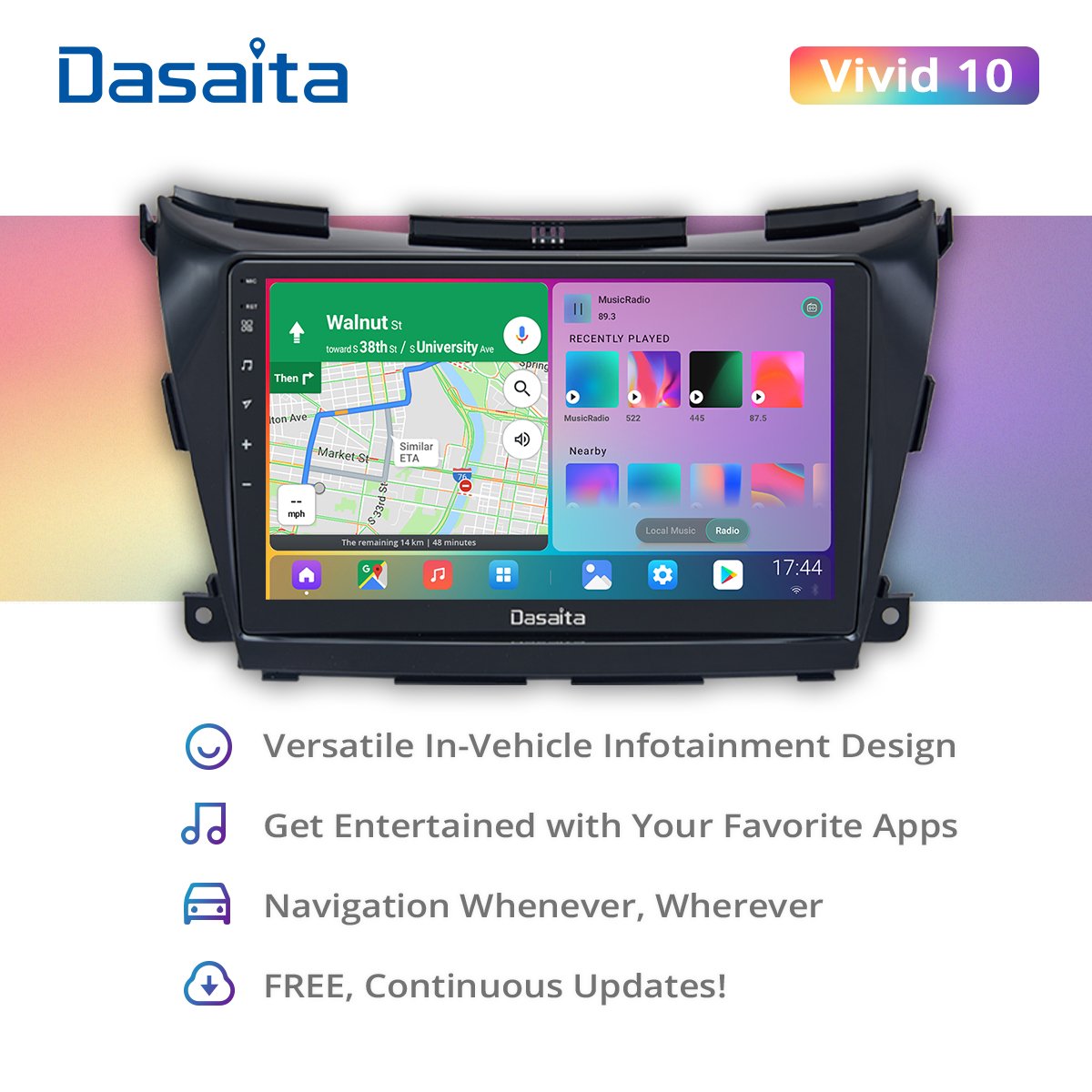 Dasaita 10.2" 1 Din Car Radio for Nissan Murano Z52 GPS 2015 2016 2017 2018 Android 10 GPS Navigation with DSP Carplay