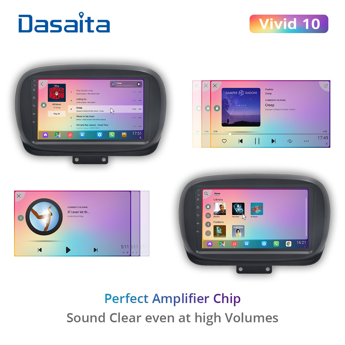 Dasaita Vivid For Fiat 500X 2014 2015 2016 2017 2018 2019 Apple Carplay Android Auto Navigation GPS 1280*720 IPS 4G RAM 64G ROM