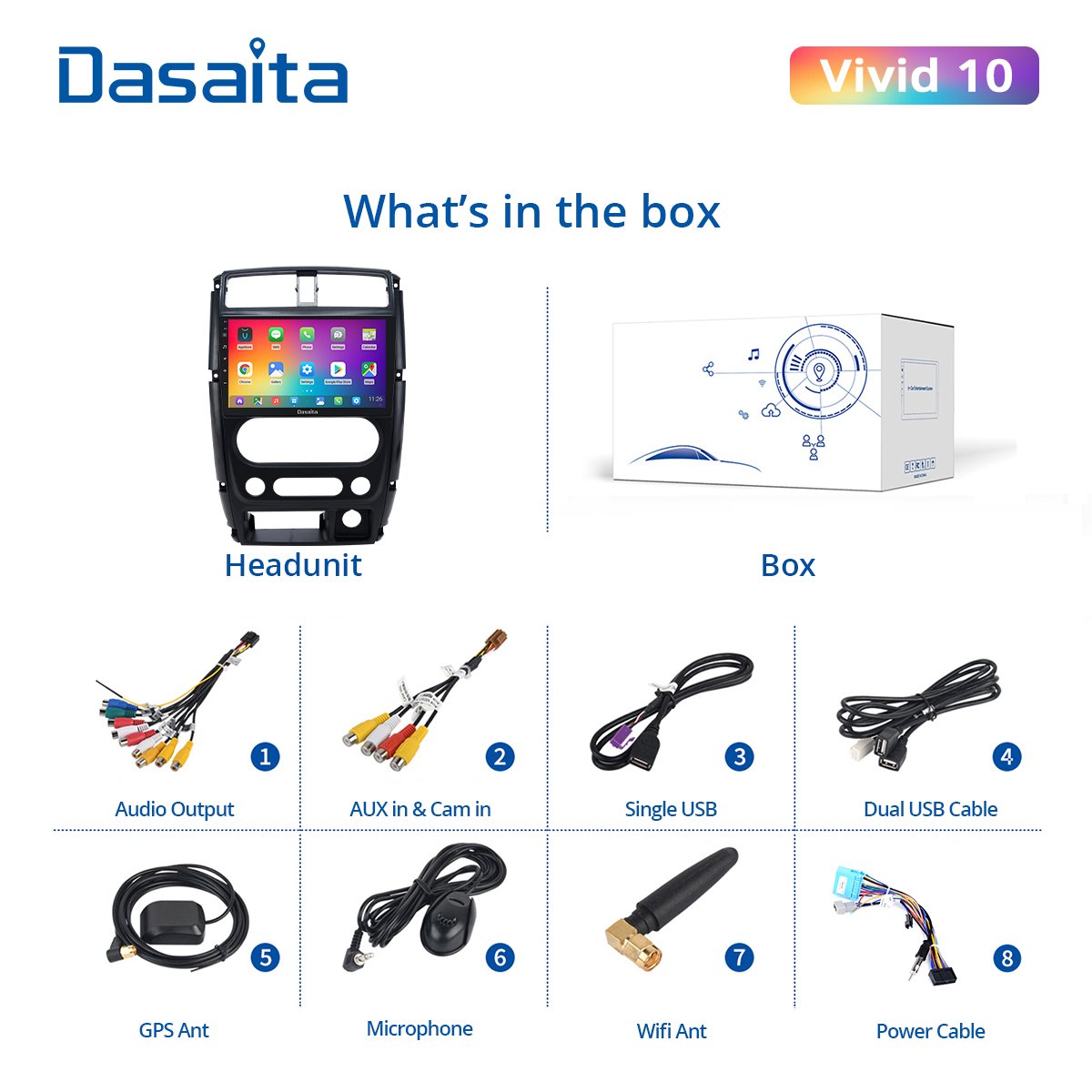 Dasaita Vivd For Suzuki Jimny 2007-2015 Car Stereo Android Carplay Android Auto Multimedia Video GPS Navigation 1280*720 4G 64G