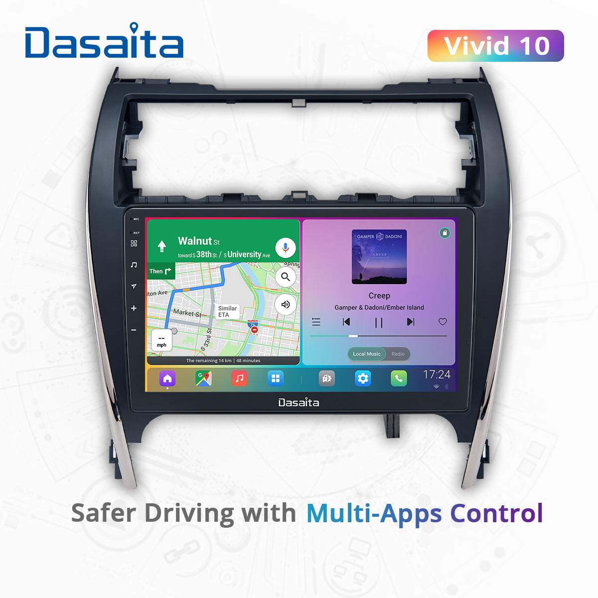 Dasaita Vivid10 Toyota Camry 2012 2013 2014 Car Stereo 10.2 Inch Carplay Android Auto PX6 4G+64G Android10 1280*720 DSP AHD Radio