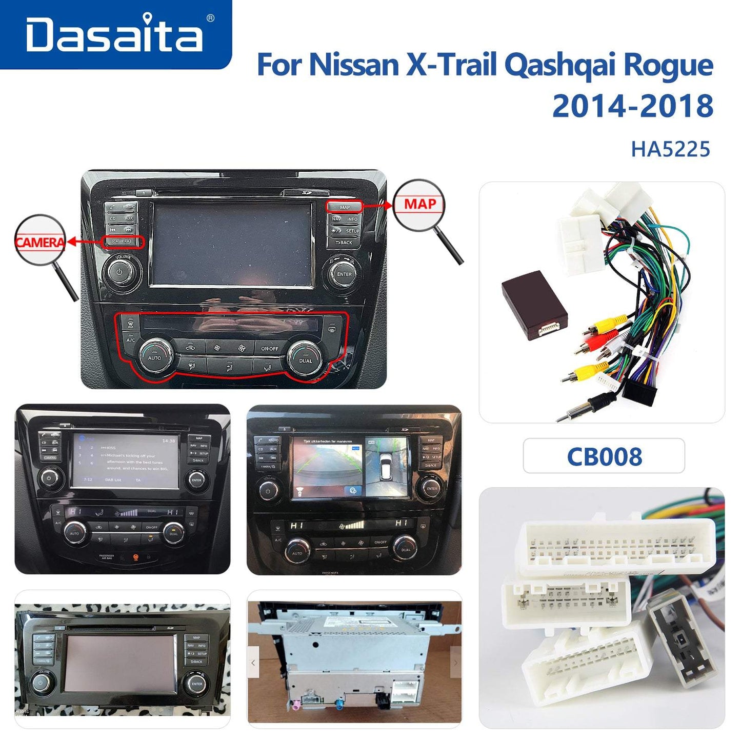 Dasaita Vivid10/Vivid11 Nissan X-Trail Qashqai Rogue 2014 2015 2016 2017 2018 2019 2020 Car Stereo 10.2 Inch Carplay Android Auto PX6 4G+64G Android10/Android11 1280*720 DSP AHD Radio