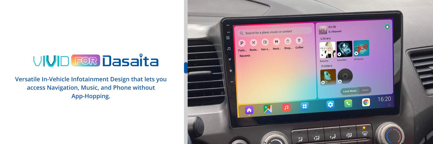 Dasaita Vivid10 Honda Civic 2007 2008 2009 2010 2011 Car Stereo 10.2 Inch Carplay Android Auto PX6 4G+64G Android10 1280*720 DSP AHD Radio