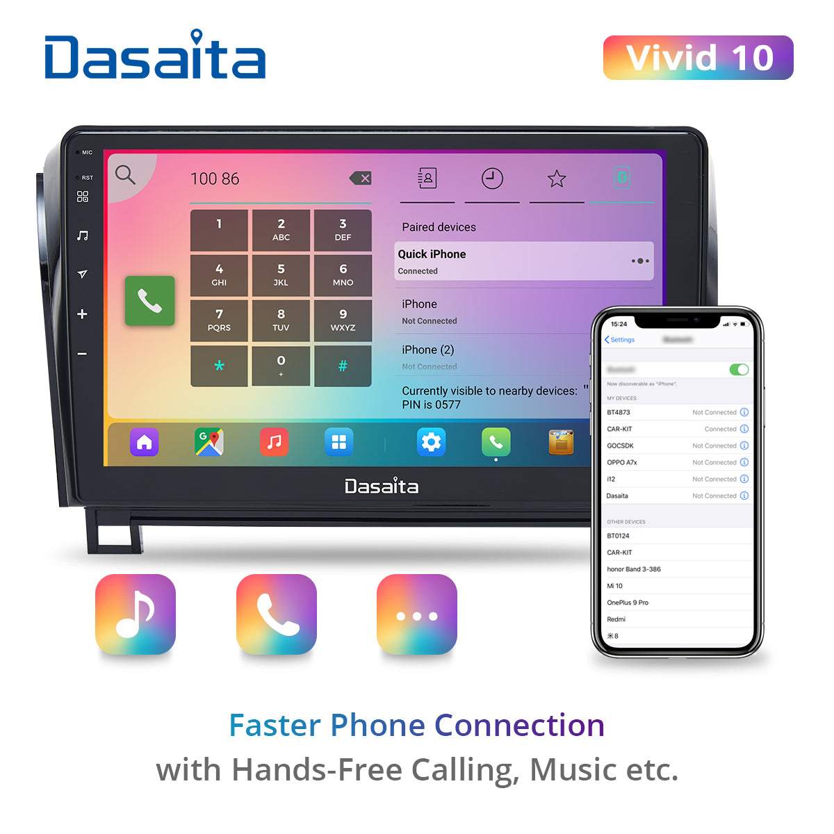 Dasaita Vivid11 Toyota Tundra Sequoia Car Stereo 10.2Inch Carplay Android Auto PX6 4G+64G Android11 1280*720 DSP AHD Radio