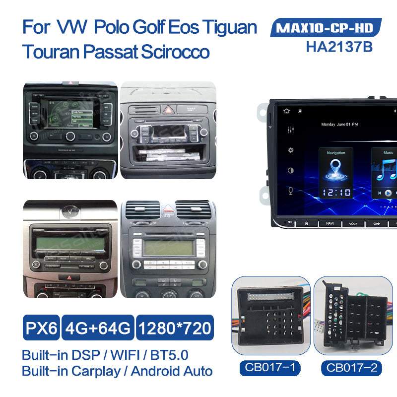 Dasaita (Outlets) MAX10 VW Universal Polo Golf Eos/Skoda 2006-2016 Car Stereo 9" Carplay Android Auto PX6 4G+64G Android10 1280*720 DSP Radio