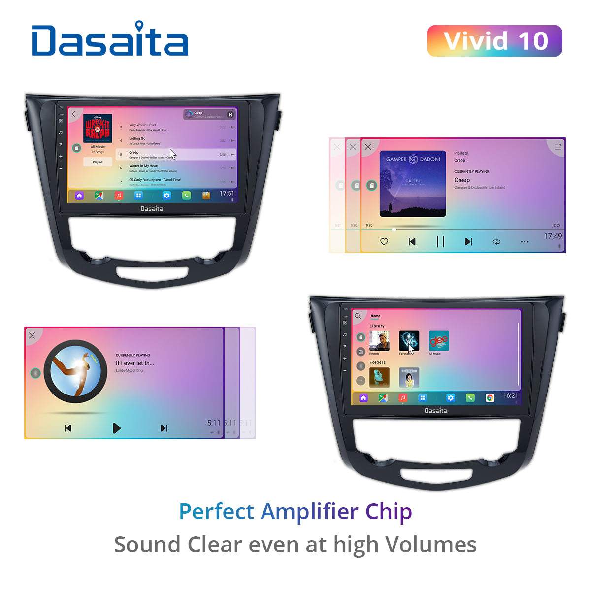 Dasaita Vivid10/Vivid11 Nissan X-Trail Qashqai Rogue 2014 2015 2016 2017 2018 2019 2020 Car Stereo 10.2 Inch Carplay Android Auto PX6 4G+64G Android10/Android11 1280*720 DSP AHD Radio